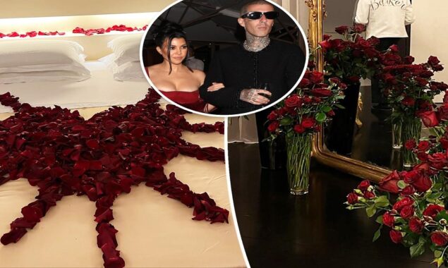 A look inside Kourtney Kardashian’s ROSE PETALS hotel room