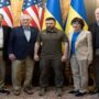 Mitch McConnell with other senators make a surprise visit to Ukraine