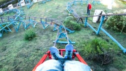 Navy pilot builds backyard roller coaster for 3-year-old son