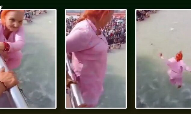 An elderly woman dives into the Ganga, dividing netizens