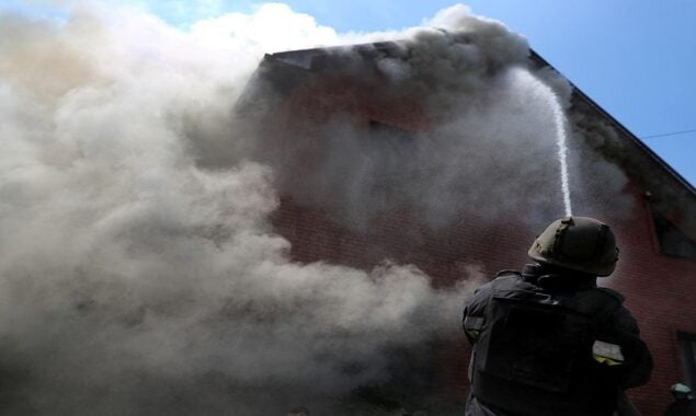Firefighters battle blazes near Kharkiv
