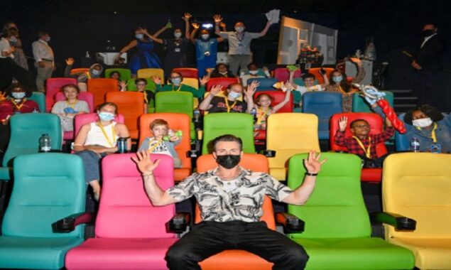 Chris Evans visits children in hospital to give them a sneak peek at the upcoming film Lightyear