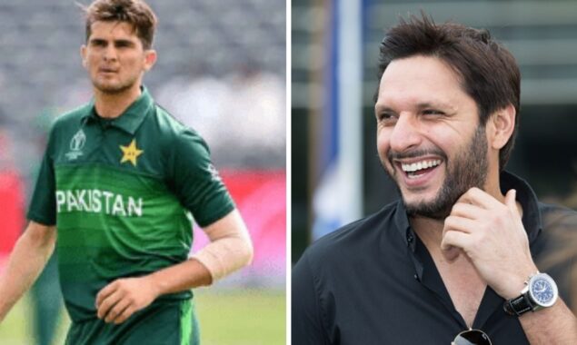 Shahid and Shaheen Afridi enjoy cricket in the rain