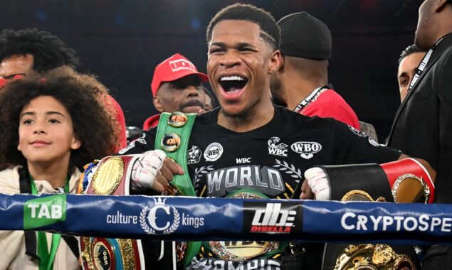 Devin Haney downs George Kambosos to become lightweight world champion