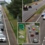 Over 1,000 protestors speed down the A1 at 30 mph in protest of rising fuel prices