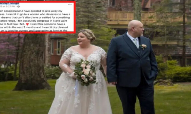 The bride gave away her wedding dress with hopes it would continue to be passed on