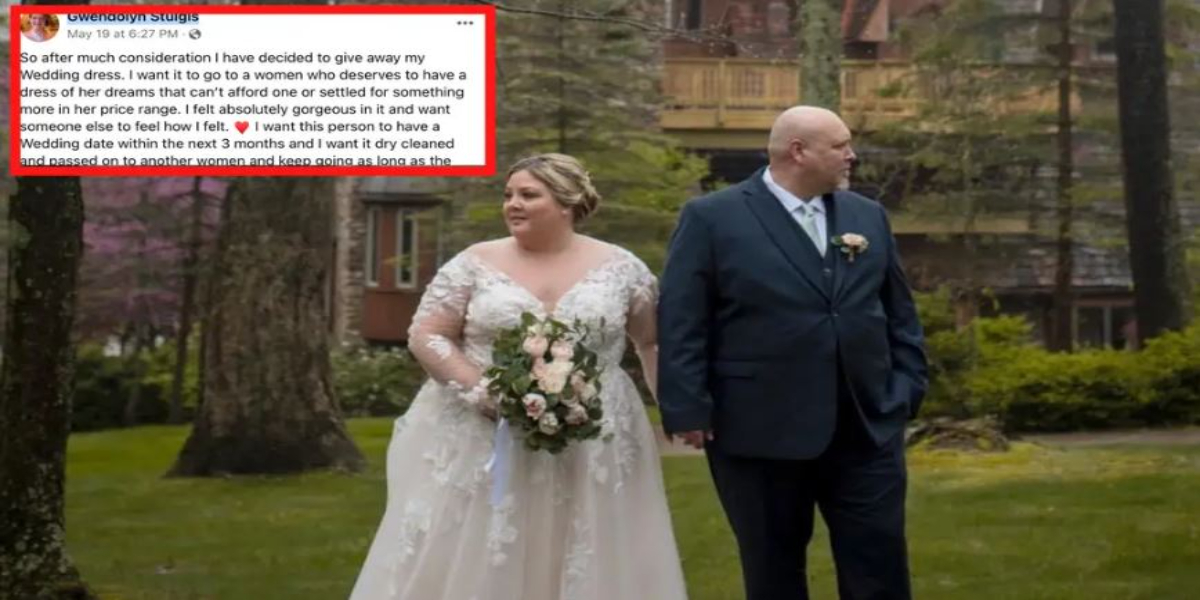 The bride gave away her wedding dress with hopes it would continue to be passed on