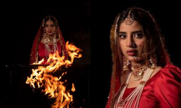 saboor Ali was seen in a risky stunt in photoshoot