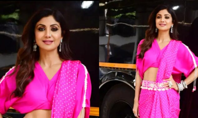 Shilpa Shetty looks like a vision in this stunning pink saree