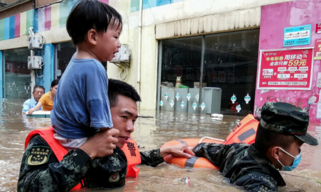 Floods have forced people to flee from various regions in China