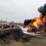  Russian shelling caused  fire in a chemical factory in eastern Ukraine