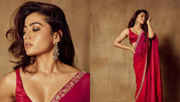 Rashmika Mandanna's pink saree