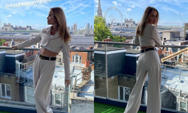 Amanda Holden, 51, flaunts her youthful curves while posing in figure-hugging pants