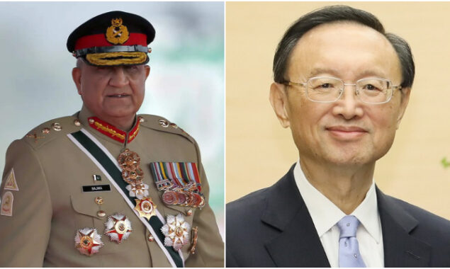 COAS meets member of Communist Party of China Mr. Yang Jiechi at GHQ