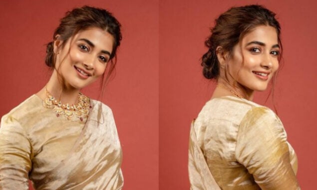 Pooja Hegde looks like a vision in a golden saree, see photos