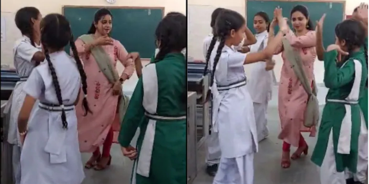 Teacher dances with students to 'Jhumka Bareli Wala' goes viral