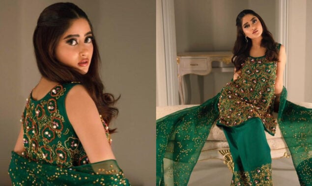 Sajal Aly looks ethereal in a green-embellished sleeveless outfit, PICS