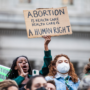 Numerous pro-abortion activists demonstrate at Johnson Square