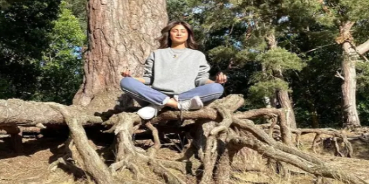 Shilpa Shetty a fitness fanatic practices yoga on a tree