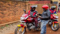 Rwanda women employed as motorbike taxi drivers