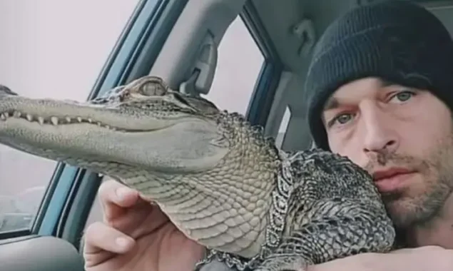 The “hostage” being held is my famous pet alligator from TikTok