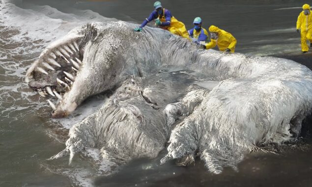 Finding a mystery sea creature that looks like an orc from Lord of the Rings on the beach