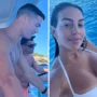 Georgina Rodriguez displays tan lines as she fishes with Cristiano Ronaldo on the Manchester United star’s £5.5 million yacht.