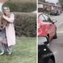 An elderly woman dances to popular Punjabi and Hindi songs