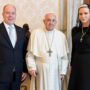 Princess Charlene wears black for meeting with Pope Francis