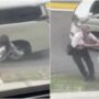Woman is assaulted by a man for kicking his car
