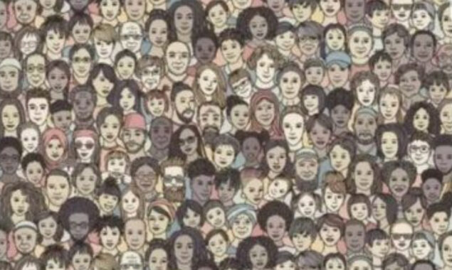 Can you spot cat in the picture among women?