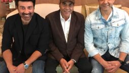 Sunny Deol, Dharmendra, and Bobby Deol share great moment