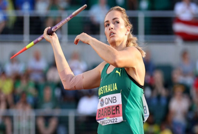 Kelsey-Lee Barber holds javelin title with world-leading throw