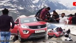 Manali: Car is saved by strangers who work together to cross a large chasm