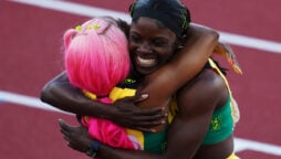 Shericka Jackson takes 200m gold and surrounds Flo-Jo record