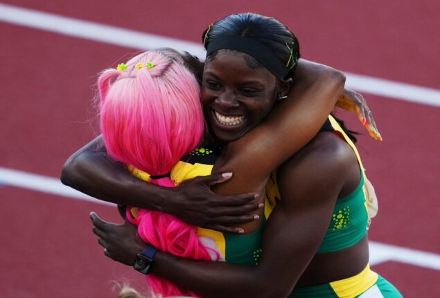 Shericka Jackson takes 200m gold and surrounds Flo-Jo record