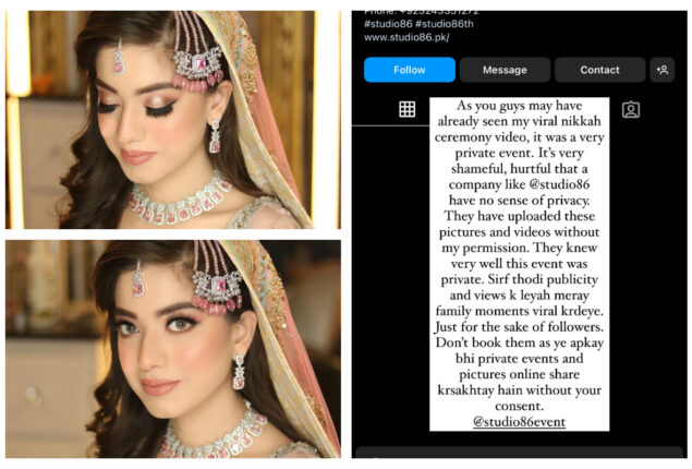 Acclaimed photographer exposed by Arisha Razi Khan for leaking her Nikkah pictures