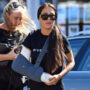 Yazmin Oukhellou pictures with arm in sling after she returns home