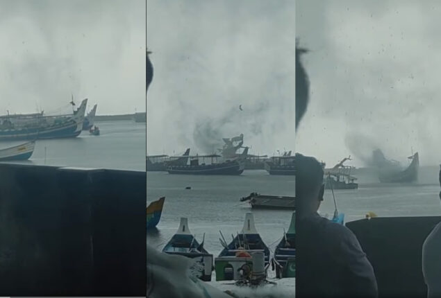 Short cyclone causes strange waterspout in Kerala harbour; See Video