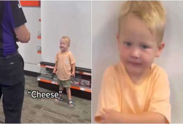 Video of a toddler taking his passport photo gone viral