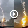 Lightning Strike hits fire in Florida caught on camera