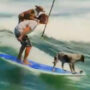 Viral video depicts a man surfing with dogs