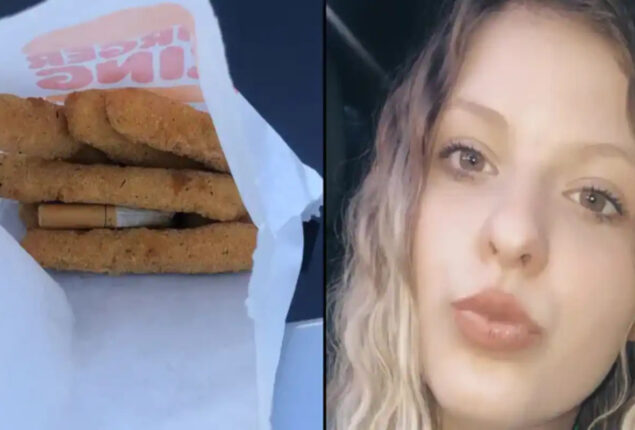 Girl discovers a half-smoked cigarette in her Burger King meal