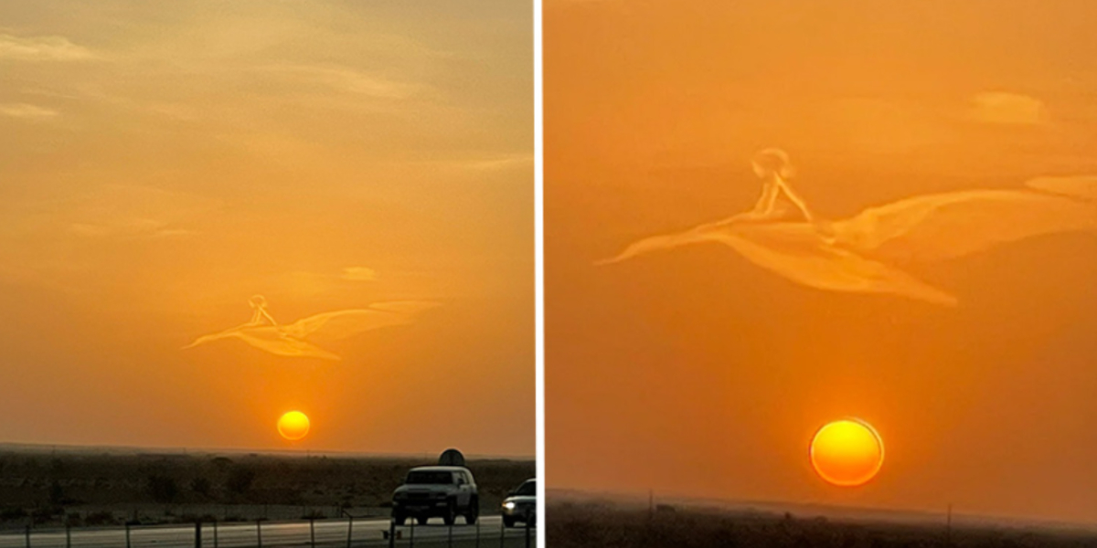 Saudi man stunned the internet with cloud shaped picture of a ‘child riding a bird,’ now called as  ‘Pareidolia’