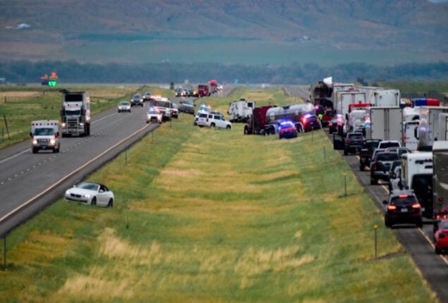 Montana dust storm produces 21-car pileup