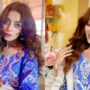 Alizeh Shah in blue dress makes a beautifully bright style with curly hair