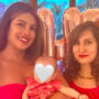 Priyanka Chopra shares a picture with her daughter; mother daughter twinning in red