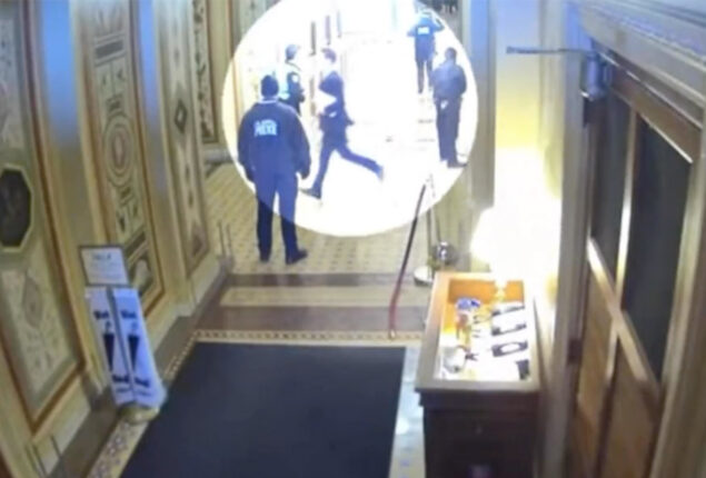 Josh Hawley Running From the Capitol as Trump Supporters Descended on the Building