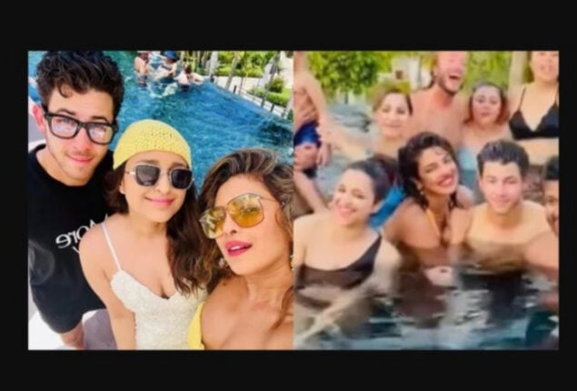 Priyanka Chopra, Parineeti and Nick Jonas spotted at pool party 