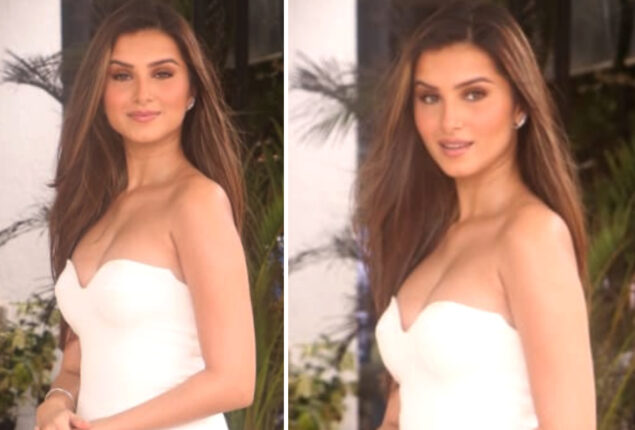 Tara Sutaria sizzles in white strapless bodycon dress